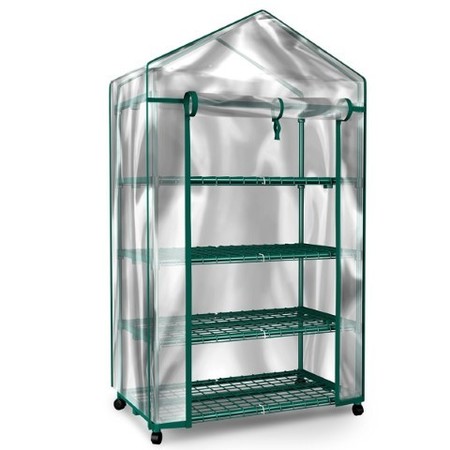 Hastings Home 4-Tier Greenhouse - Portable Mini Gardening Shelving Rack with Cover for Indoor Outdoor Plants 720515XEB